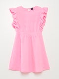 Robe volantée en matière gaufrée Rose - Kiabi