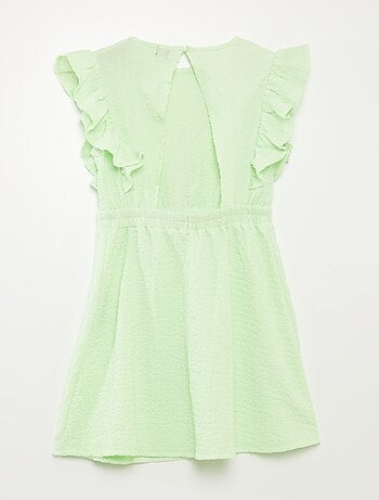 Robe volantée en matière gaufrée