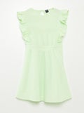 Robe volantée en matière gaufrée Vert clair - Kiabi