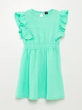 Robe volantée en matière gaufrée Vert - Kiabi