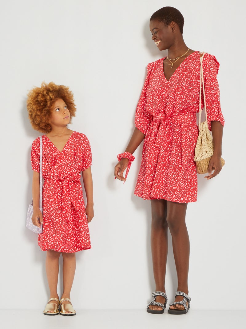 Robe zéro déchet 'fleurie' Rouge - Kiabi