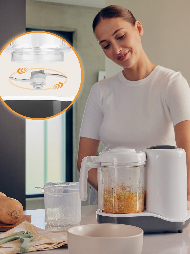 Robot cuiseur bébé 5en1 LIONELO - Mixeur - Cuiseur vapeur - Chauffe-biberon - Stérilisateur Blanc - Kiabi