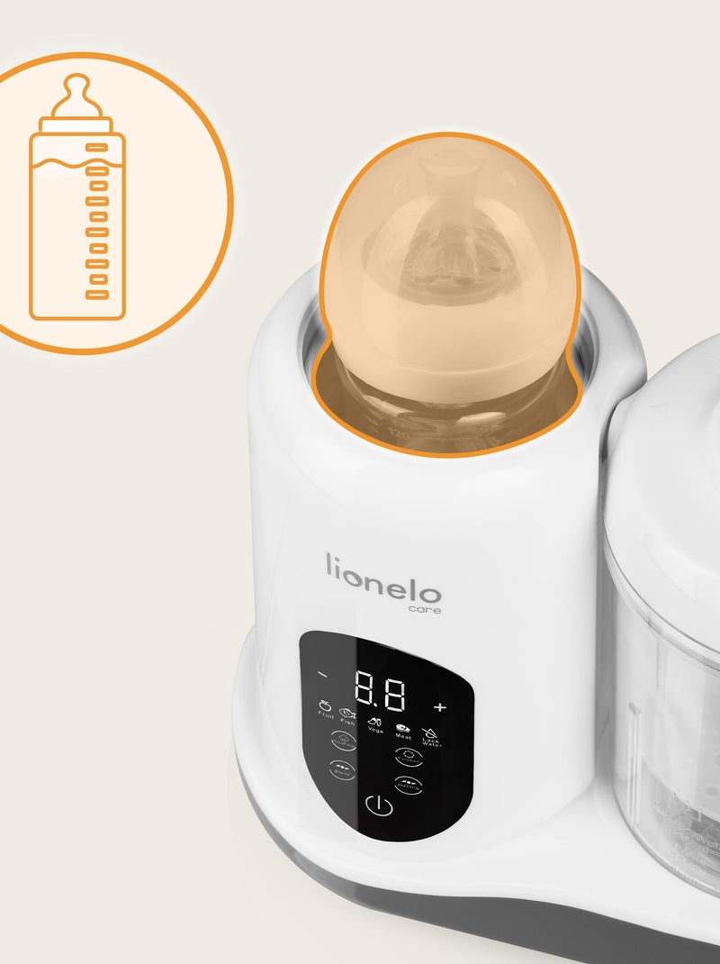 Robot cuiseur bébé 5en1 LIONELO - Mixeur - Cuiseur vapeur - Chauffe-biberon - Stérilisateur Blanc - Kiabi