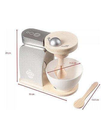 Robot pâtissier en bois mixeur avec fouet et bol mamabrum