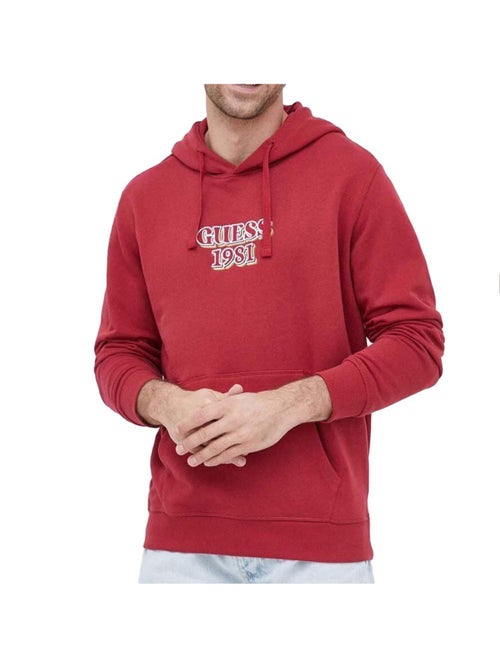 Rode guess hoodie voor heren met geborduurd logo - Kiabi