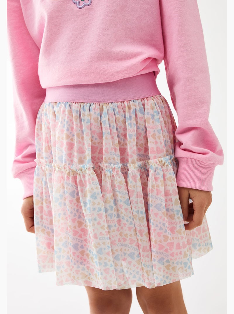 Rok conguitos falda con corazones Multicolor - Kiabi
