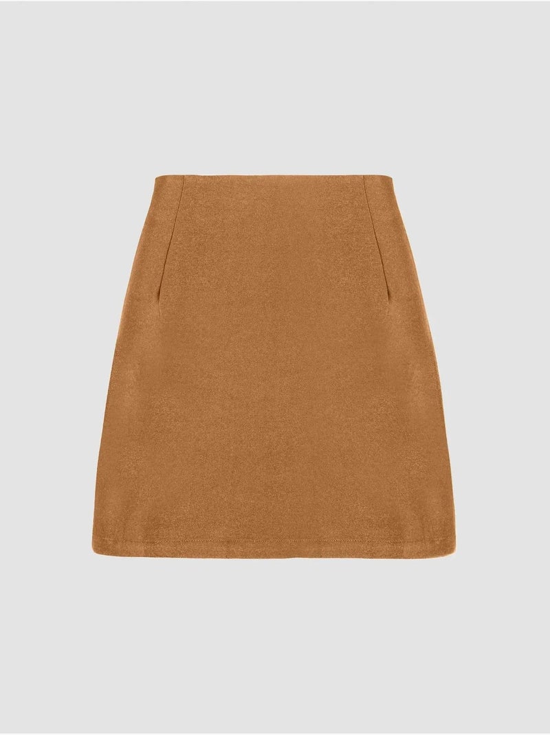 Rok met hoge taille en zijsplit Natuurlijk beige - Kiabi