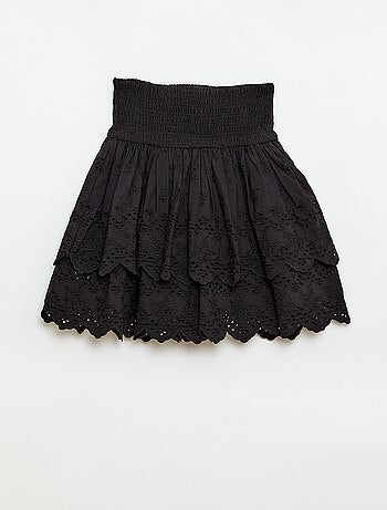 Rok met ruches en broderie anglaise