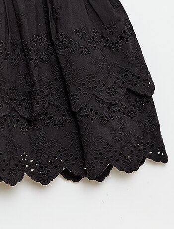 Rok met ruches en broderie anglaise