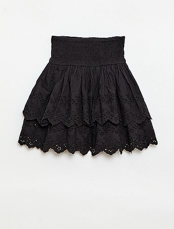 Rok met ruches en broderie anglaise