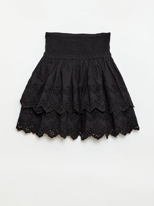 Rok met ruches en broderie anglaise - Kiabi