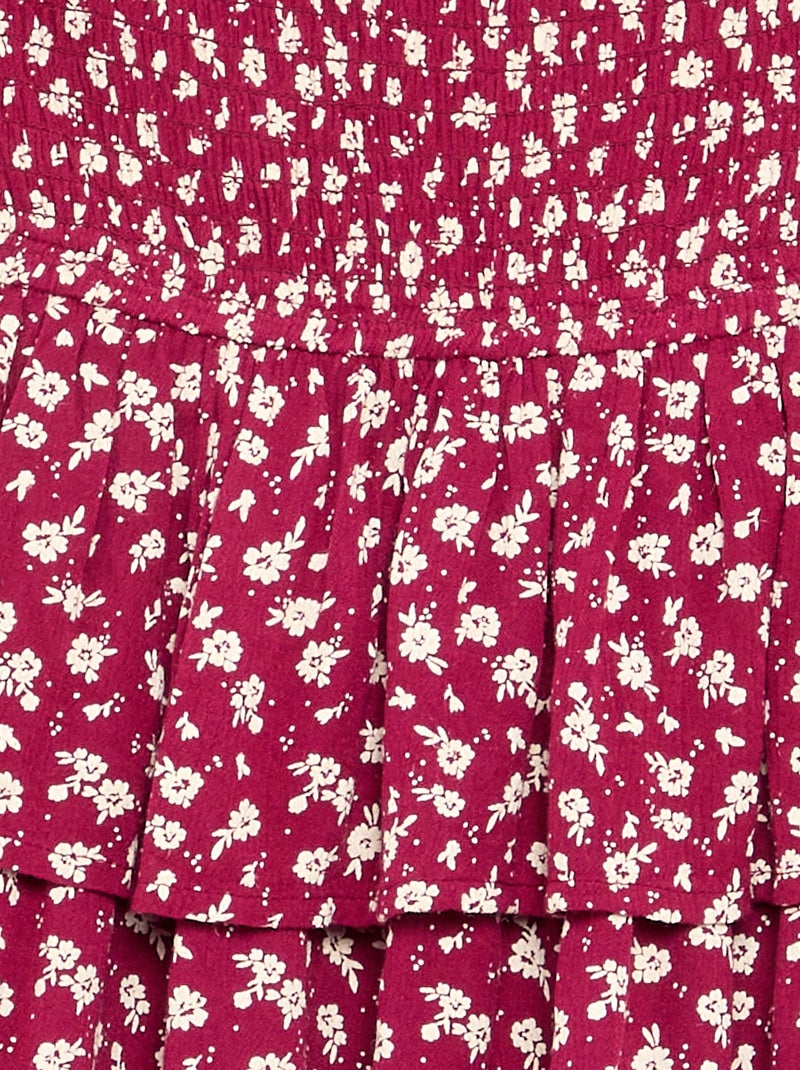Rok met ruches en een luipaardmotief Rood - Kiabi