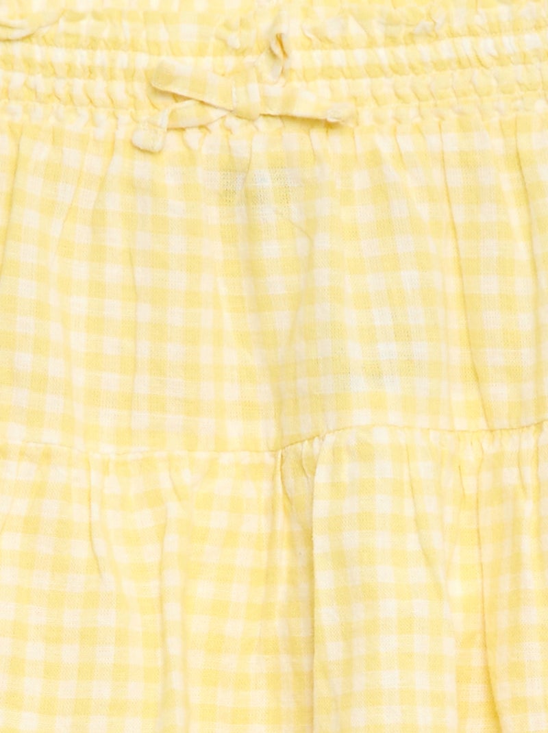 Rok met vichyruit en volants Geel - Kiabi