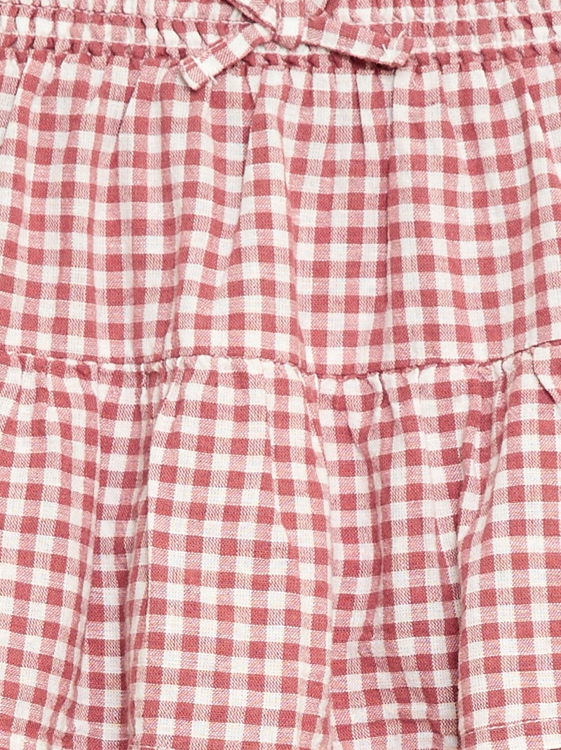 Rok met vichyruit en volants Rose - Kiabi