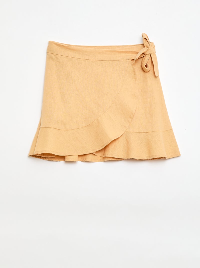 Rok met volants van linnenmix Geel - Kiabi