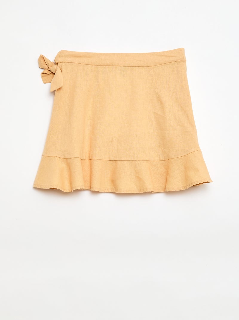 Rok met volants van linnenmix Geel - Kiabi