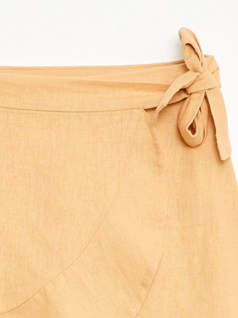 Rok met volants van linnenmix Geel - Kiabi