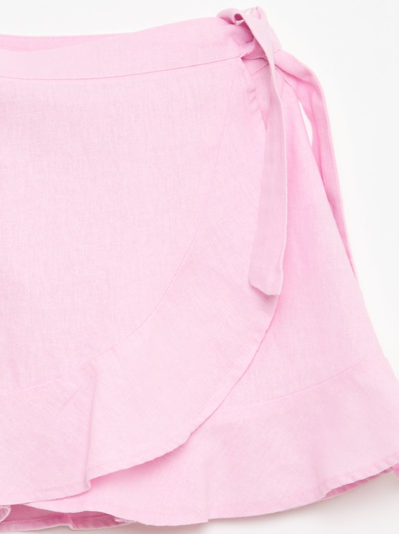 Rok met volants van linnenmix Rose - Kiabi