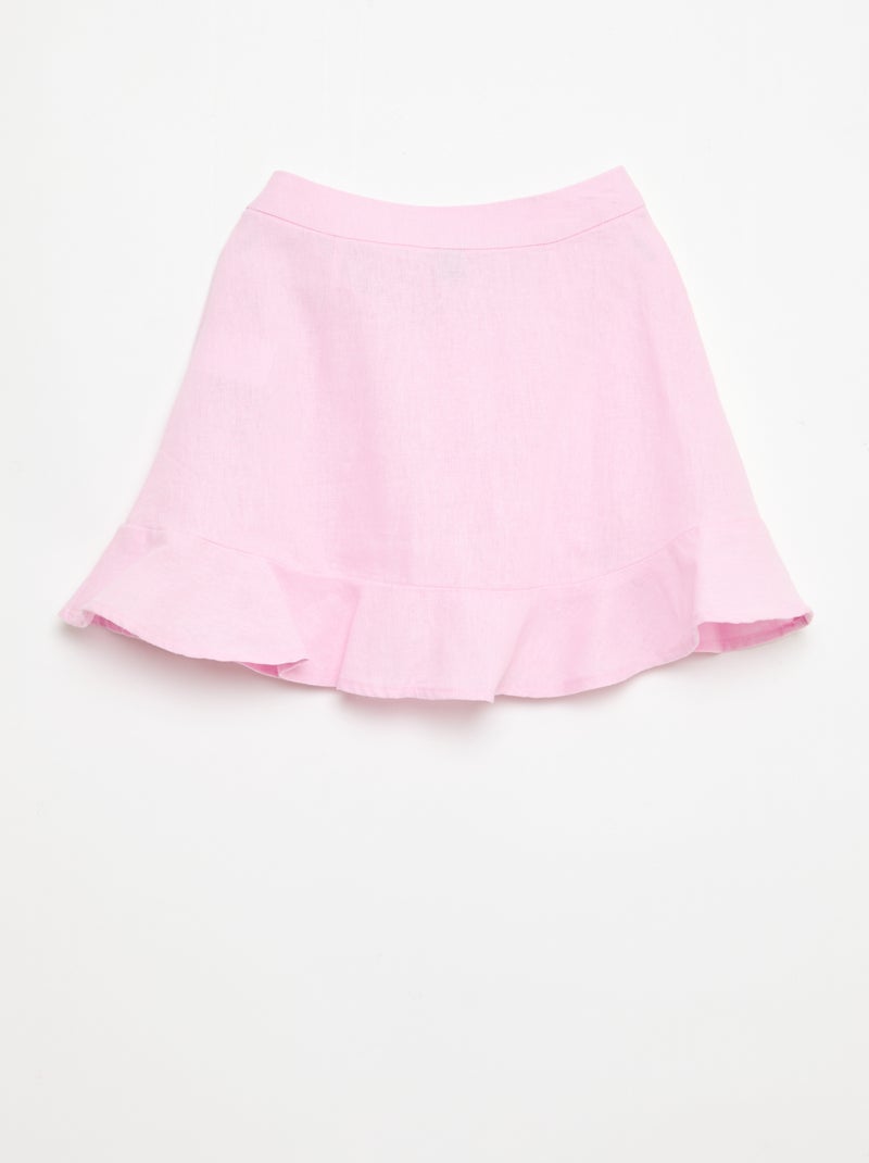 Rok met volants van linnenmix Rose - Kiabi