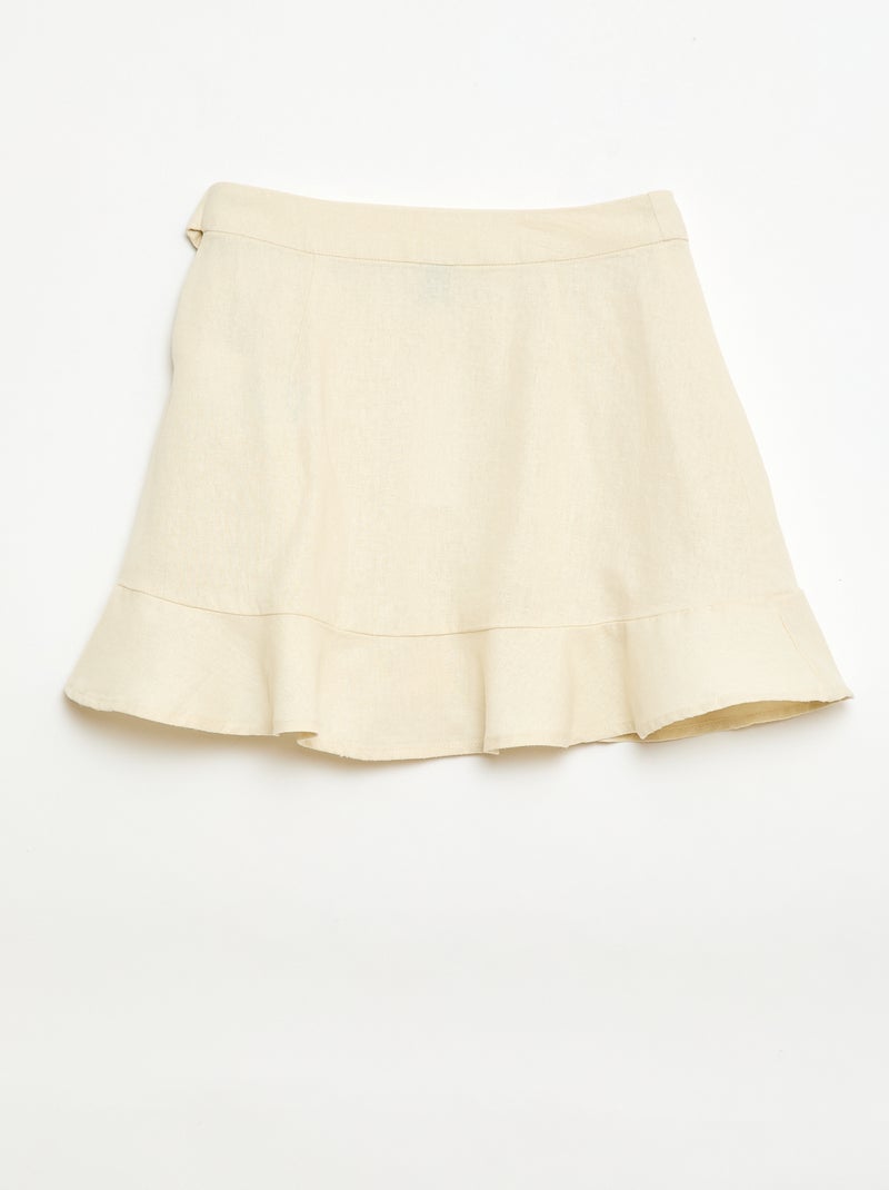 Rok met volants van linnenmix Wit - Kiabi