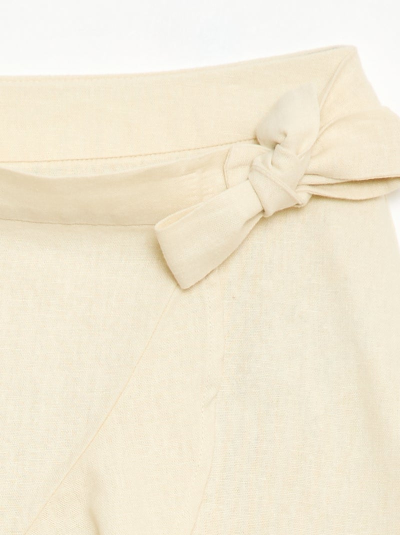 Rok met volants van linnenmix Wit - Kiabi