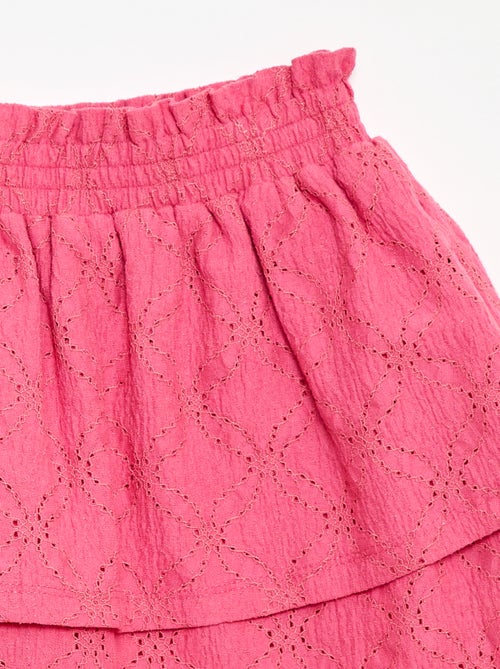 Rok van broderie anglaise met ruches - Kiabi