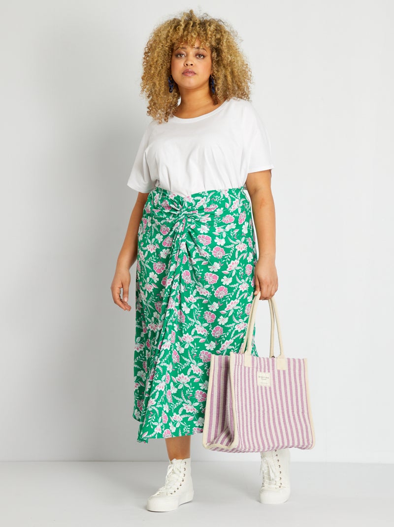 Rok van crêpestof met print GROEN - Kiabi