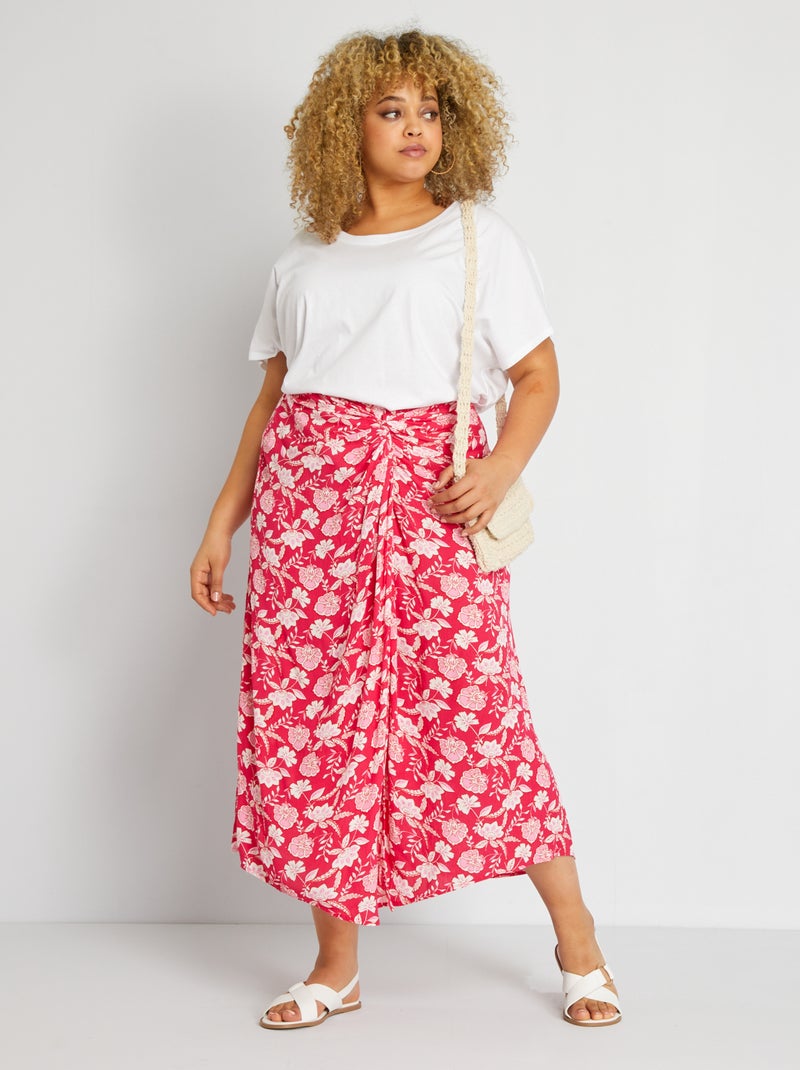 Rok van crêpestof met print ROSE - Kiabi