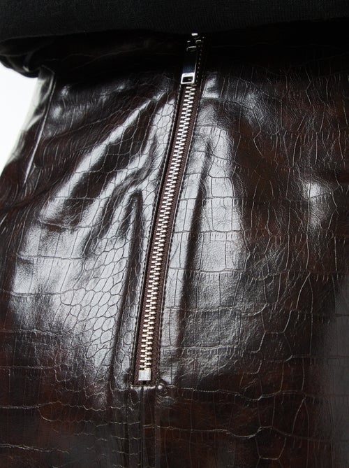 Rok van imitatieleer met slangenhuideffect en klepzakjes - Kiabi