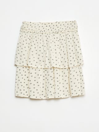 Rok van kreukeltricot met bloemenprint