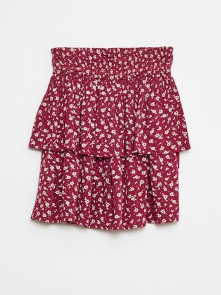Rok van kreukeltricot met bloemenprint