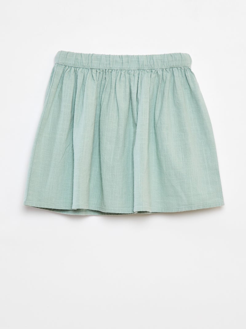 Rok van lichte stof met 2 opgestikte zakken met borduursel Groen - Kiabi