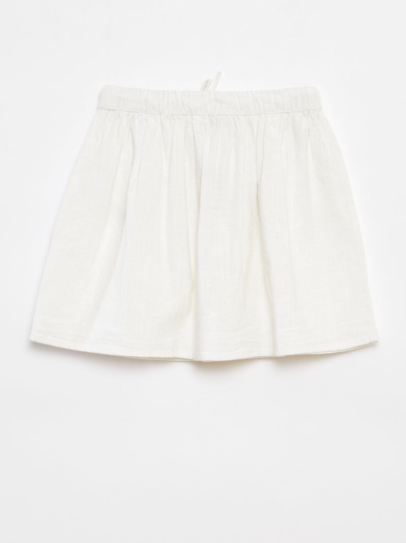 Rok van lichte stof met 2 opgestikte zakken met borduursel Wit - Kiabi