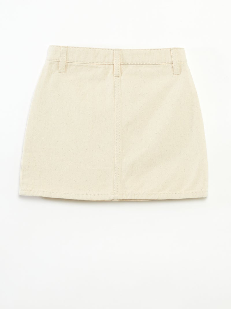 Rok van spijkerstof met zakken WIT - Kiabi