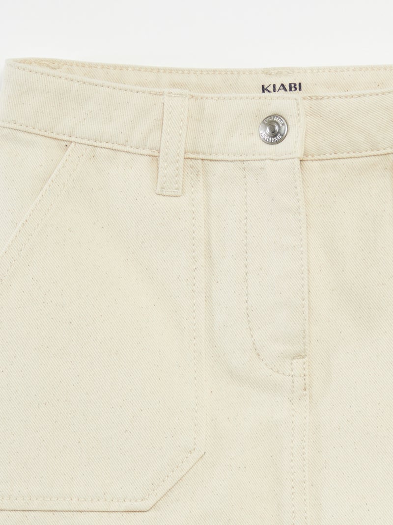 Rok van spijkerstof met zakken WIT - Kiabi