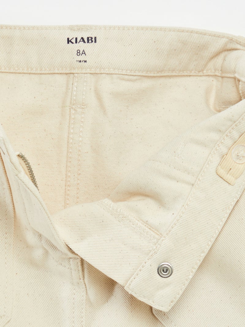 Rok van spijkerstof met zakken WIT - Kiabi