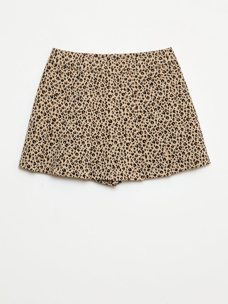 Rok van tricot met luipaardprint Biege - Kiabi