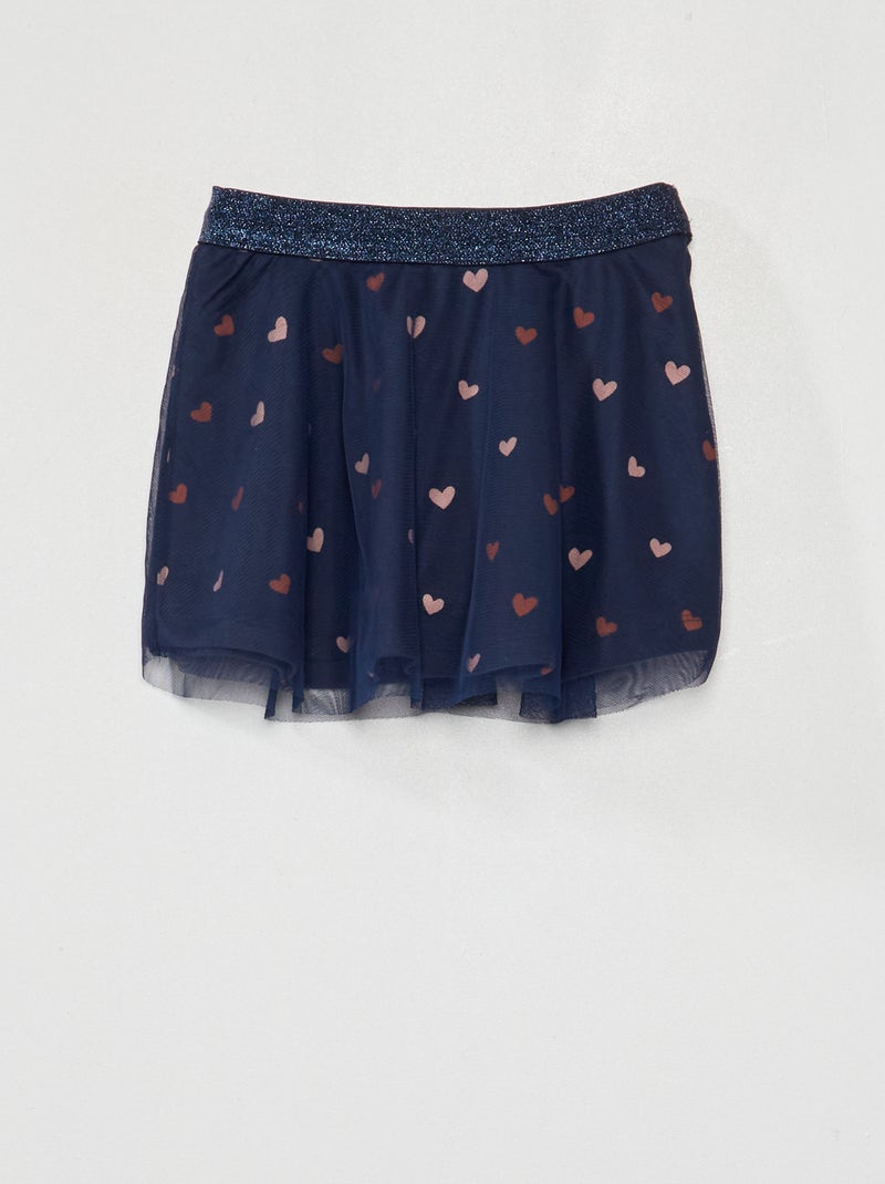 Rok van tule met hartjesmotief BLAUW - Kiabi