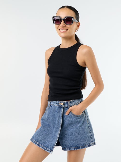 Rokbroek van denim met hoge taille - Kiabi
