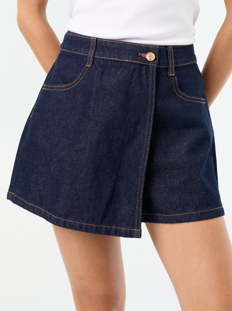 Rokbroek van denim met hoge taille Blauw - Kiabi