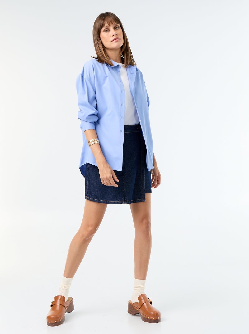 Rokbroek van ongewassen denim Blauw - Kiabi