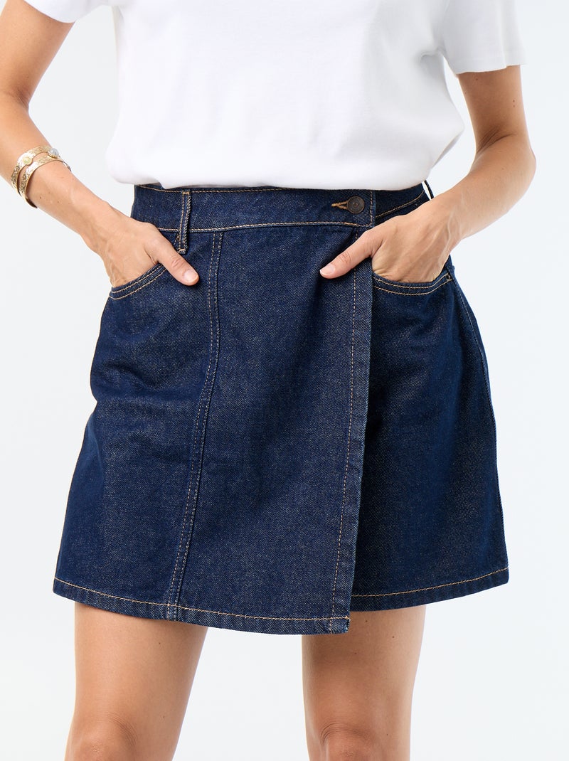 Rokbroek van ongewassen denim Blauw - Kiabi