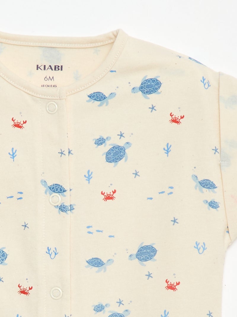 Romper met korte mouwen en motief Biege - Kiabi