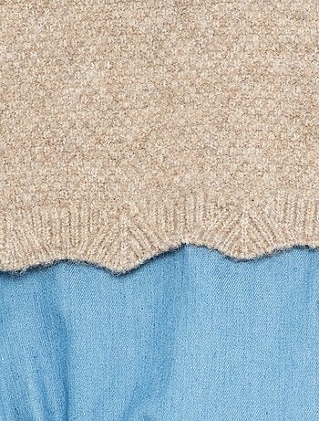 Romper van tricot en denim
