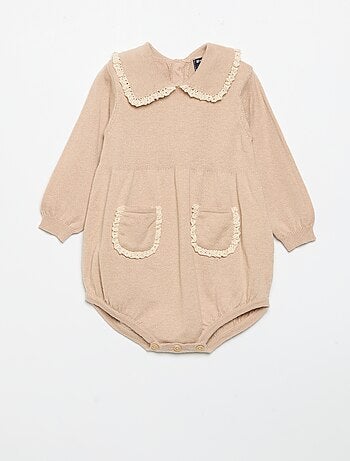 Romper van tricot met kraag en fantasiezakken