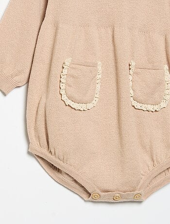 Romper van tricot met kraag en fantasiezakken