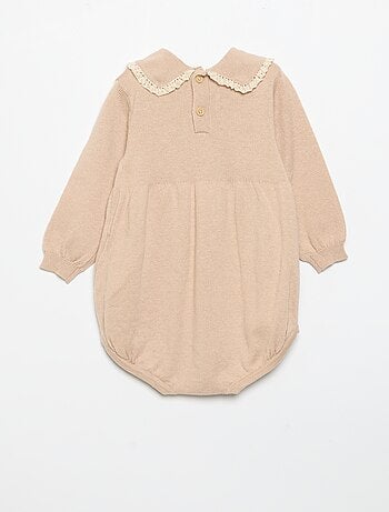 Romper van tricot met kraag en fantasiezakken