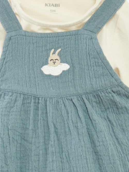 Rompertje + tuinbroek van zachte, luchtige katoen - 2-delig - Kiabi