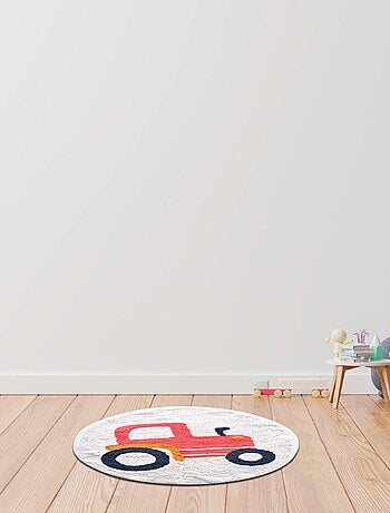 Rond kindertapijt getuft katoen 'Tractor' 80 x 80 cm d_80 cm – Future Home