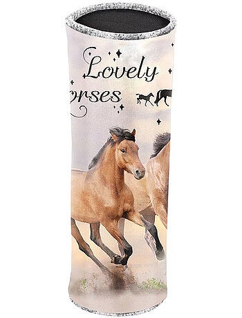 Rond pennenzak cilindrisch motief paarden 22 cm
